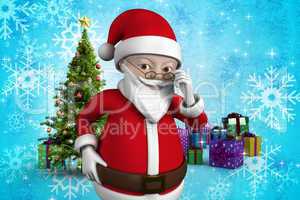 Composite image of cute cartoon santa claus