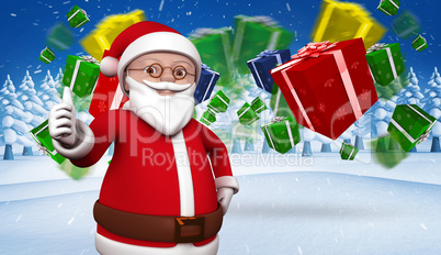 Composite image of cute cartoon santa claus