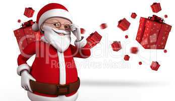 Composite image of cute cartoon santa claus