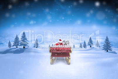 Composite image of santa flying his sleigh