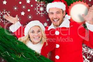 Composite image of young festive couple