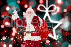 Composite image of santa claus ringing bell