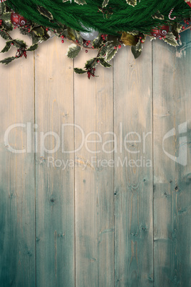 Composite image of festive christmas wreath