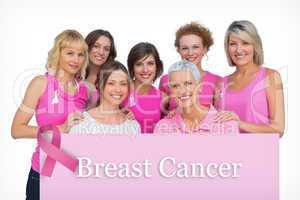 Composite image of beautiful women posing and wearing pink for b