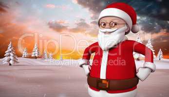 Composite image of cute cartoon santa claus