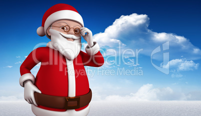 Composite image of cute cartoon santa claus