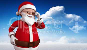 Composite image of cute cartoon santa claus