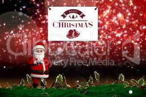 Composite image of cute cartoon santa claus