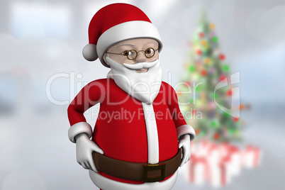 Composite image of cute cartoon santa claus