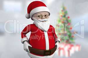 Composite image of cute cartoon santa claus