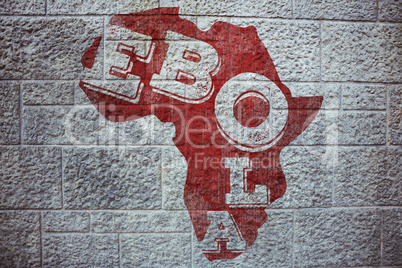 Composite image of red ebola text on africa outline