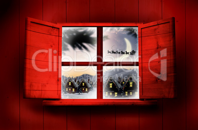 Composite image of window in wooden room