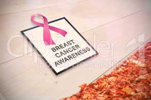 Composite image of breast cancer awareness message