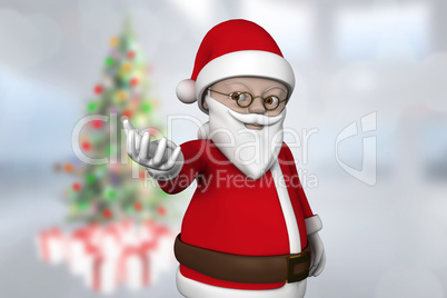 Composite image of cute cartoon santa claus