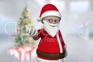 Composite image of cute cartoon santa claus