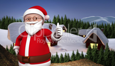 Composite image of cute cartoon santa claus