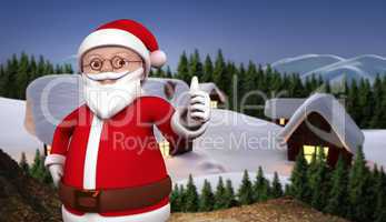 Composite image of cute cartoon santa claus