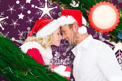 Composite image of young festive couple