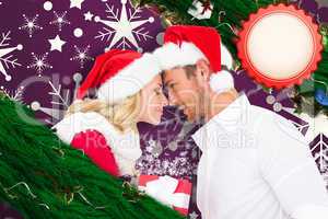 Composite image of young festive couple