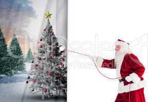 Composite image of santa pulls something with a rope