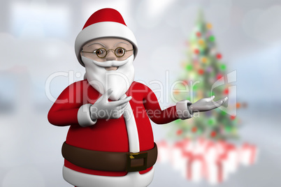 Composite image of cute cartoon santa claus