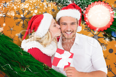 Composite image of young festive couple