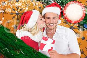 Composite image of young festive couple