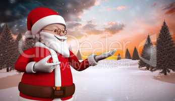 Composite image of cute cartoon santa claus