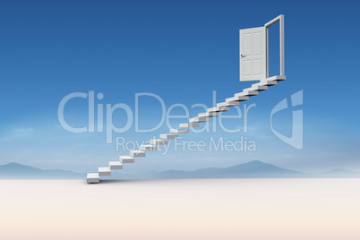 Composite image of stairs leading to door