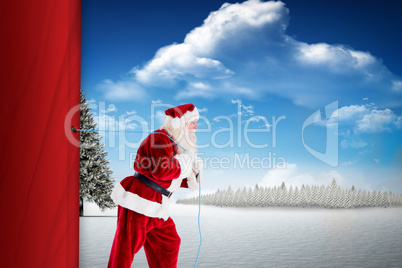 Santa claus pulling a rope