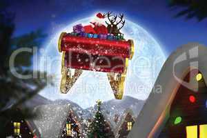 Composite image of santa flying his sleigh