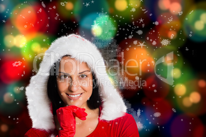 Composite image of woman smiling at the camera