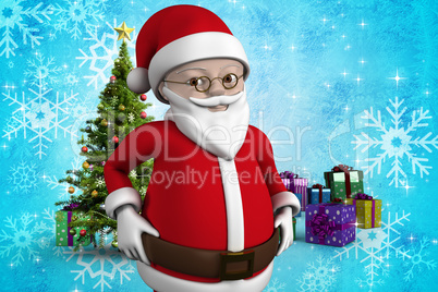 Composite image of cute cartoon santa claus