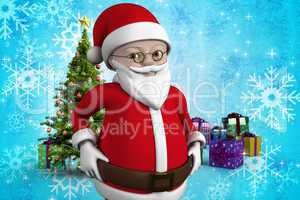 Composite image of cute cartoon santa claus