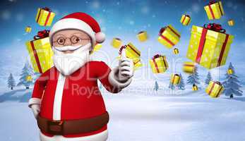 Composite image of cute cartoon santa claus