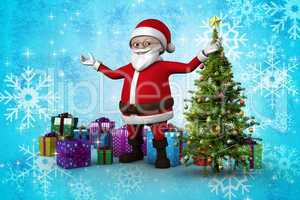 Composite image of cute cartoon santa claus