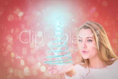 Composite image of pretty blonde blowing a kiss