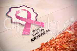 Composite image of breast cancer awareness message