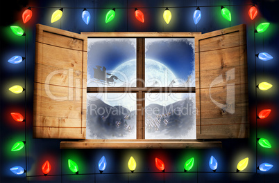 Composite image of decorative lights hanging in a shape