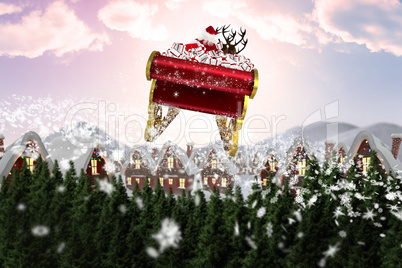 Composite image of santa flying his sleigh