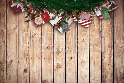 Composite image of festive christmas wreath