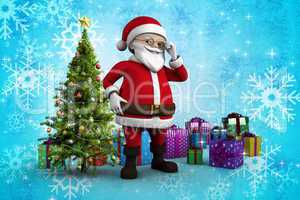 Composite image of cute cartoon santa claus