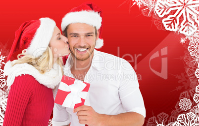 Composite image of young festive couple