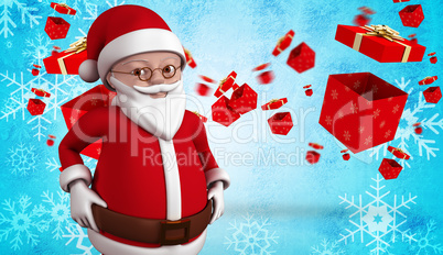 Composite image of cute cartoon santa claus