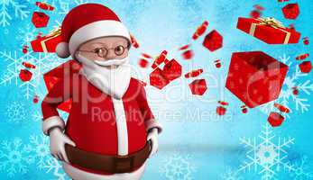 Composite image of cute cartoon santa claus