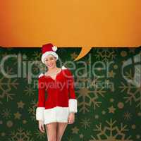 Composite image of pretty santa girl smiling at camera