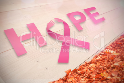 Composite image of breast cancer awareness message of hope