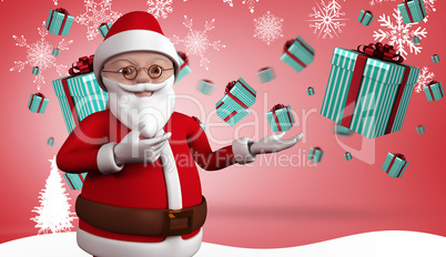 Composite image of cute cartoon santa claus