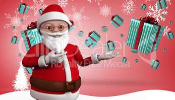 Composite image of cute cartoon santa claus