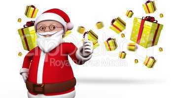 Composite image of cute cartoon santa claus